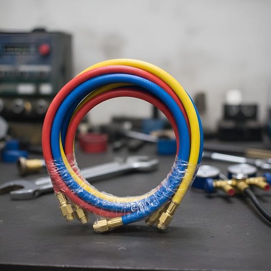 60" Charging Hose Set for Air Conditioning & Refrigeration – Heavy Duty HVAC Manifold Charging Hoses