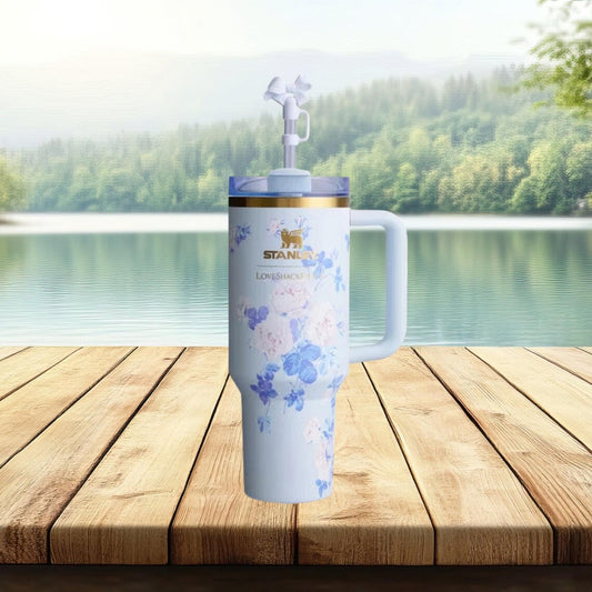 Stanley 40 oz Floral Blue LoveShackFancy Quencher H2.0 FlowState™ Tumbler