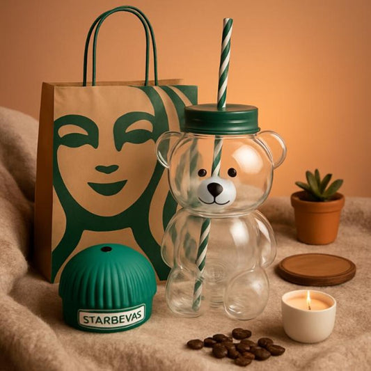 Starbucks Bearista Limited Edition Glass Cold Cup – Viral Bear‑Shaped Drinkware